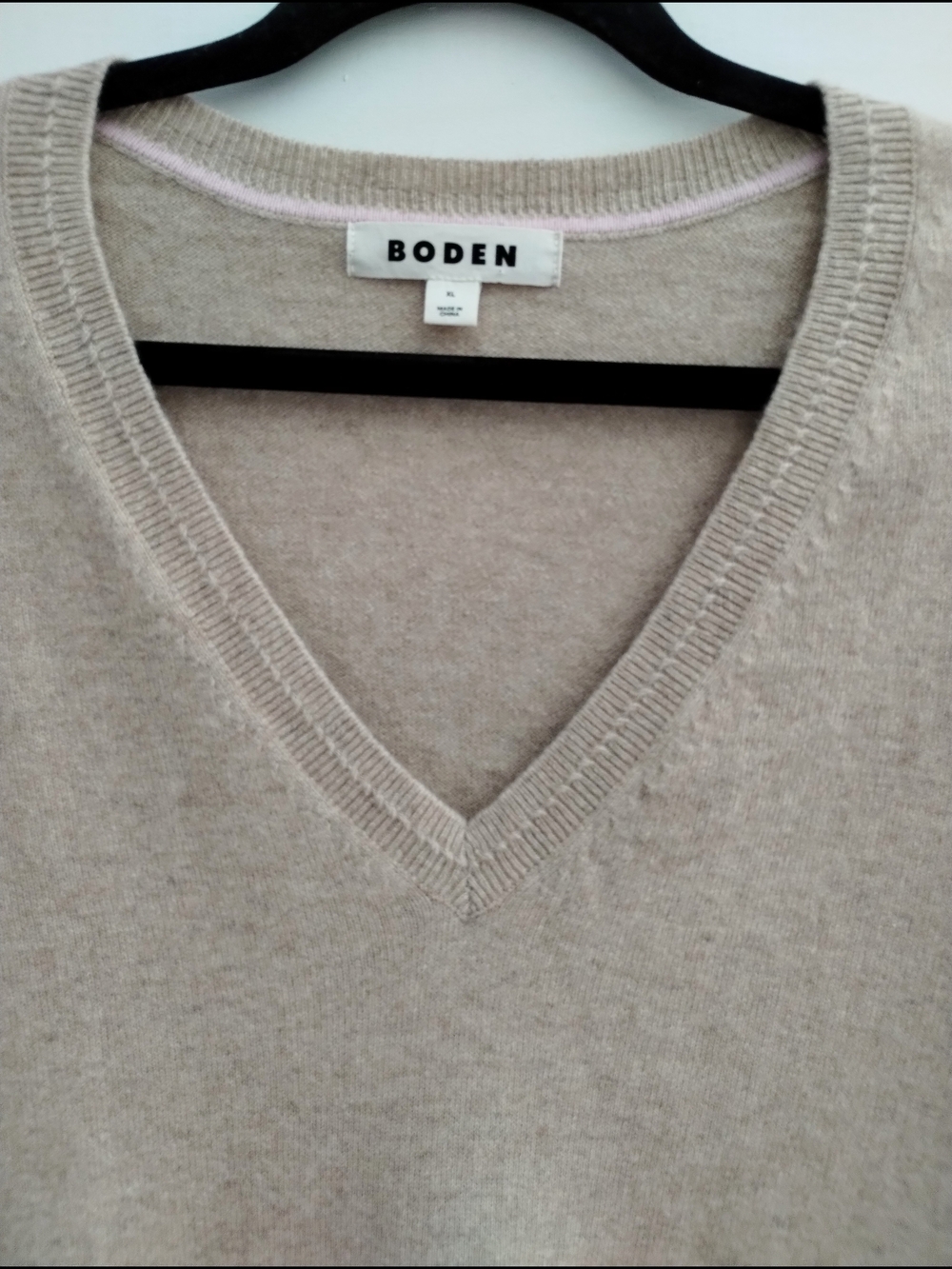 Boden Eva 100% Cashmere V-Neck Sweater Chinchilla Melange XL - Picture 4 of 8